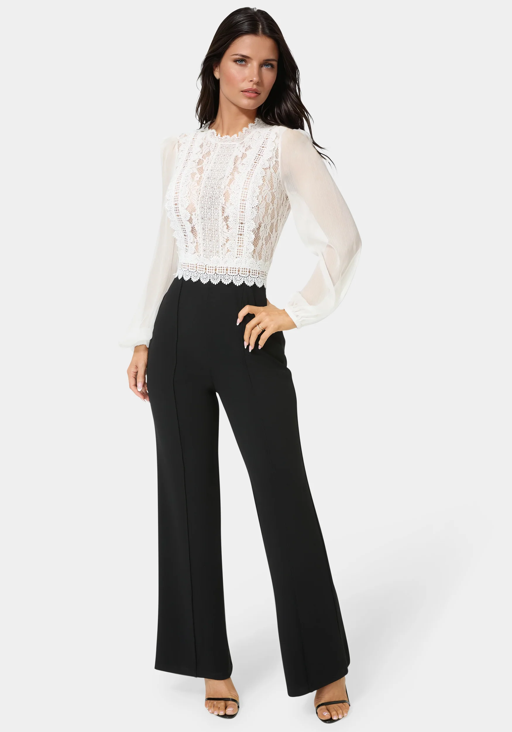 Image of Lace Top Straight Leg Jumpsuit