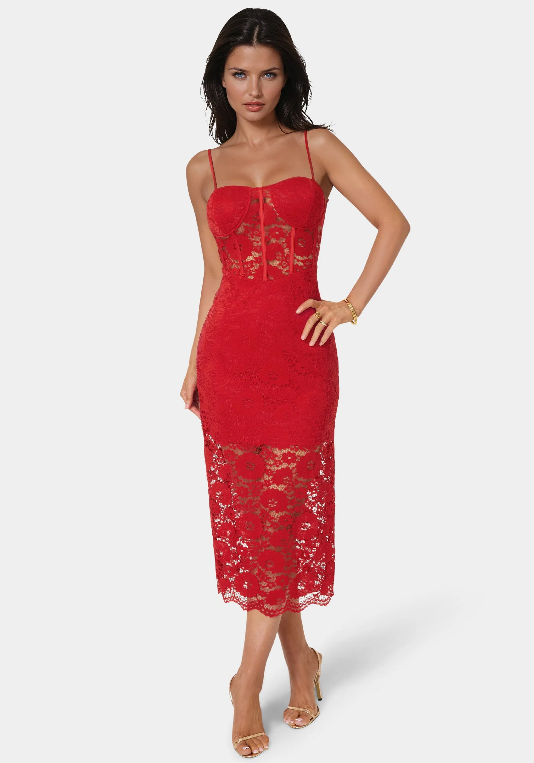 Image of Lace Corset Midi Dress