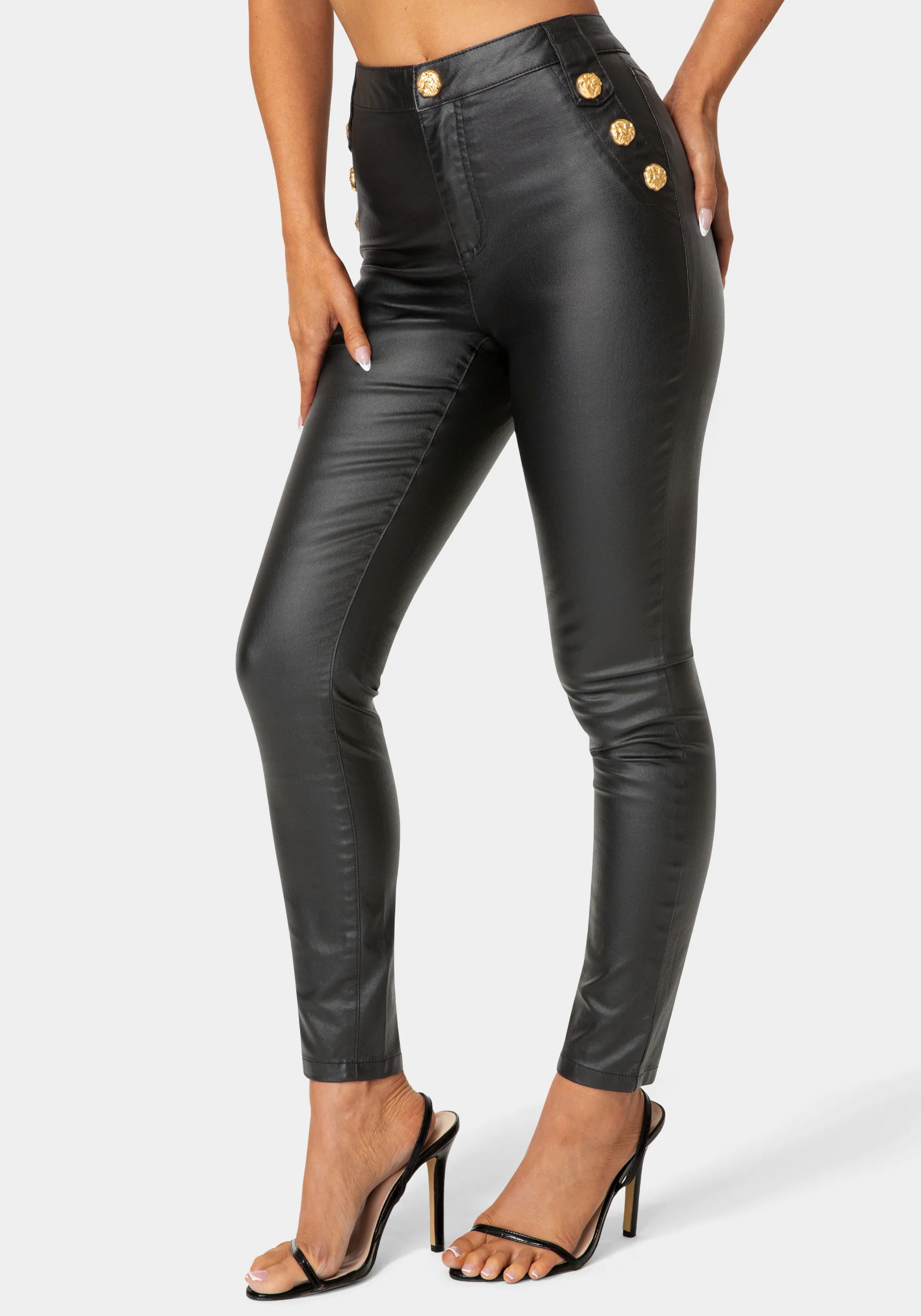 Image of Natural Waist Coated Skinny Leg Jeans