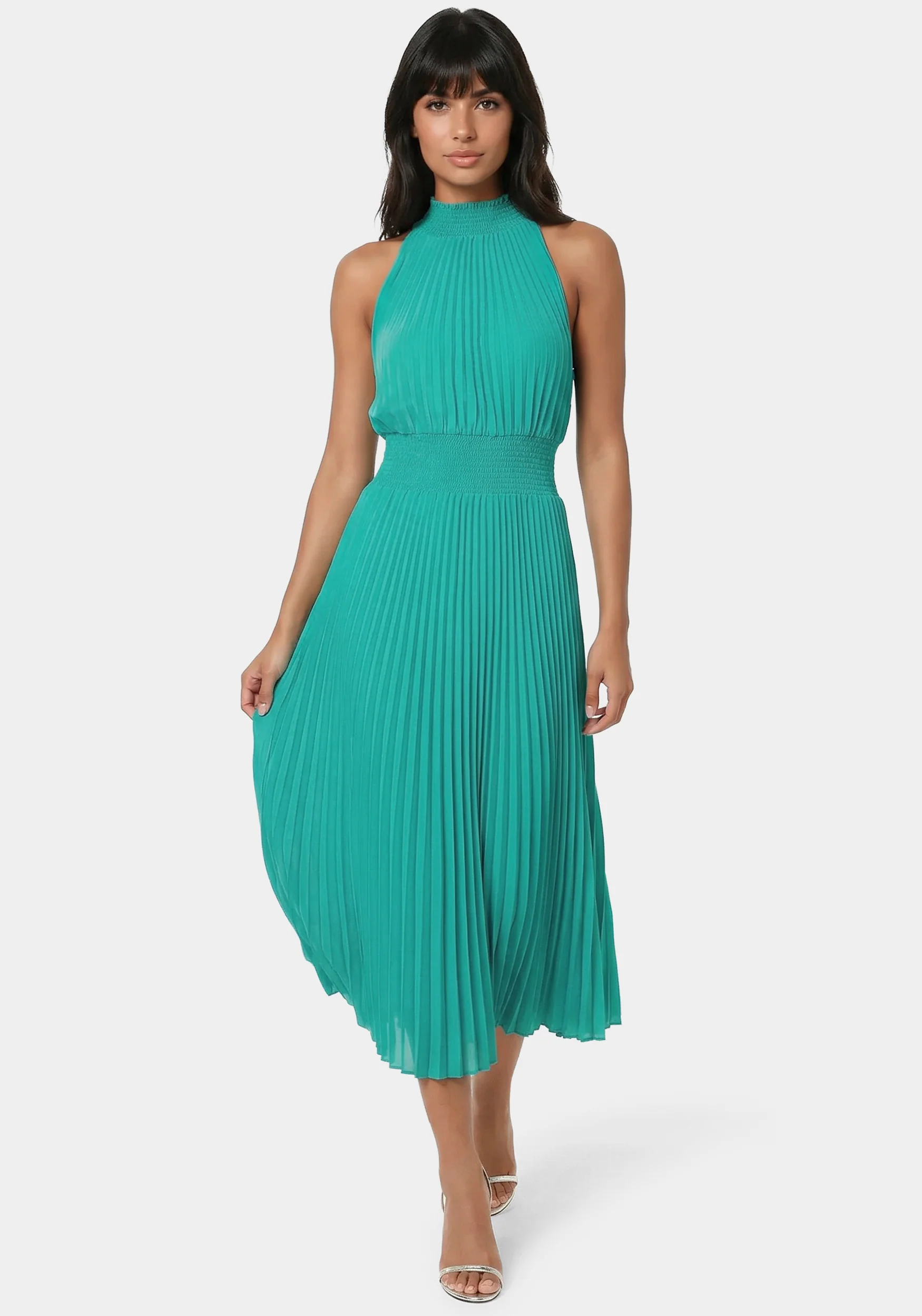Image of Sleeveless Pleated Dress