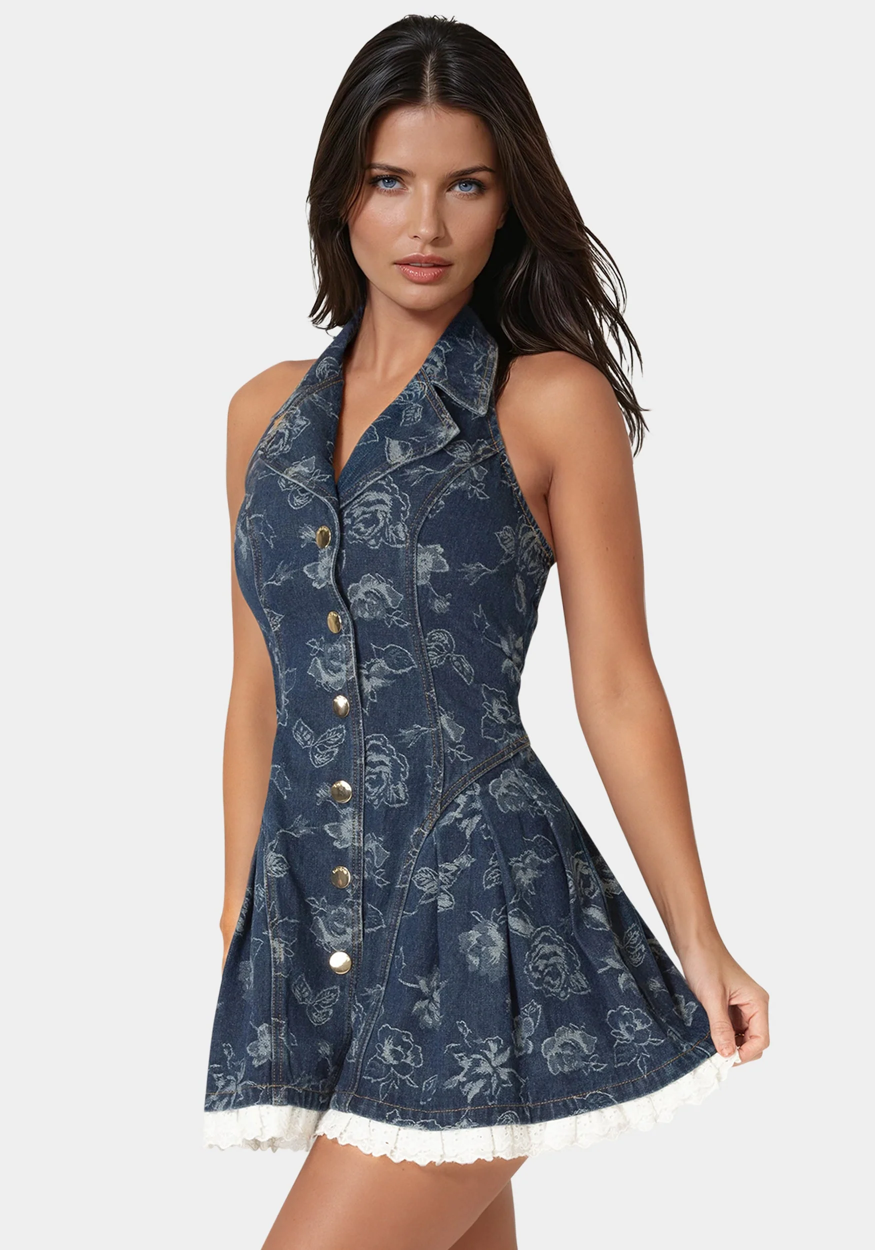 Image of Fit & Flare Denim Dress