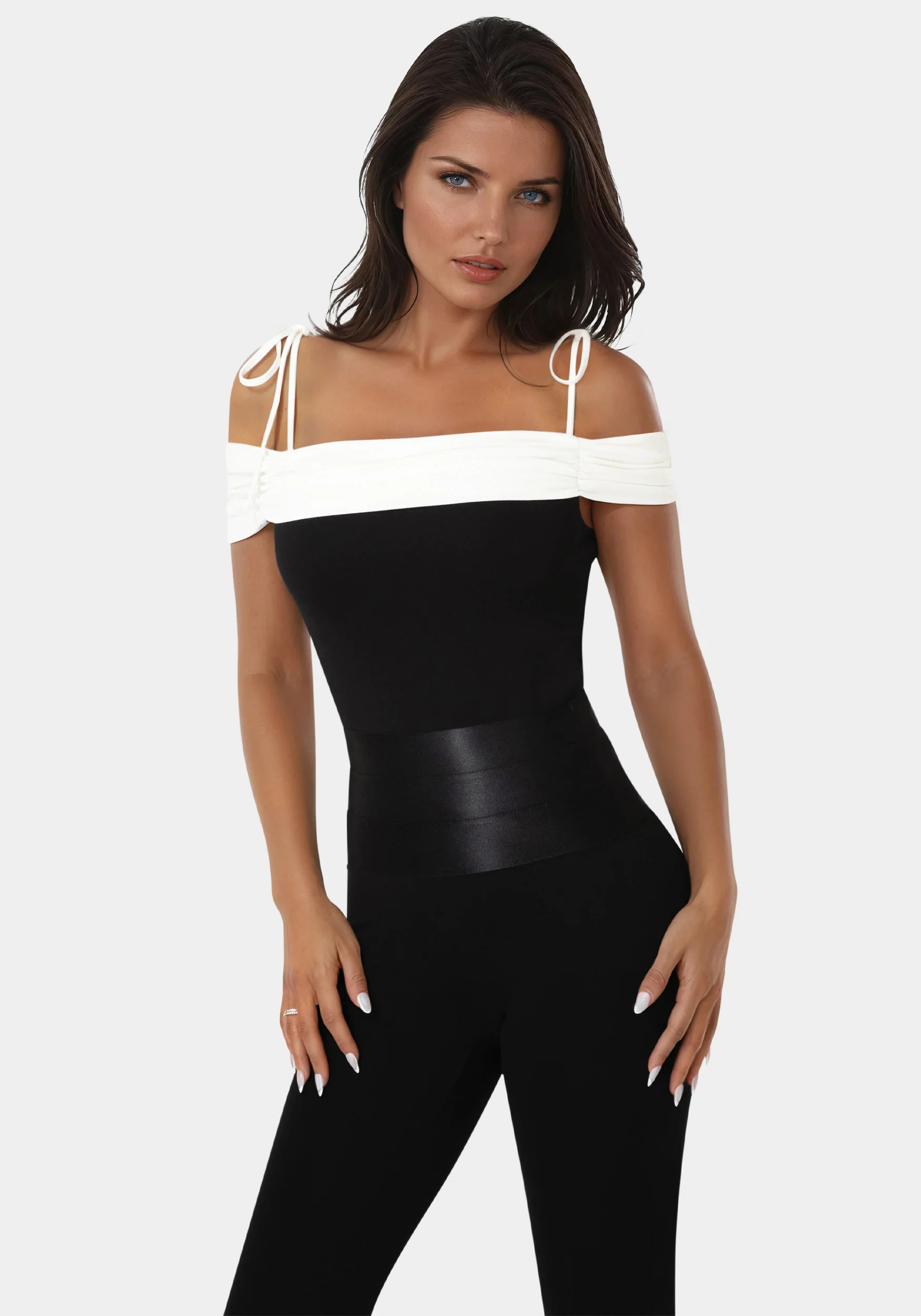 Image of Off Shoulder Bow Tie Top