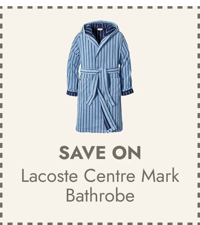 Lacoste Centre Mark Cotton Jacquard Stripe Unisex Bathrobe