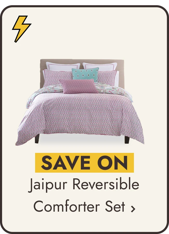 Jaipur Reversible Percale Cotton Comforter Set Magenta/Blue - Heirlooms of India