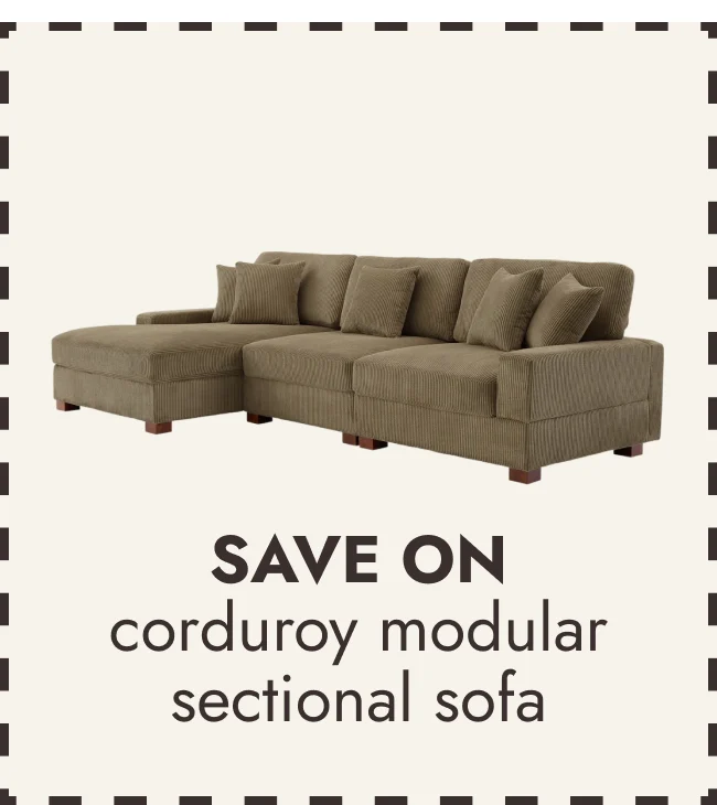Corduroy L-shape Modular Sectional Sofa with Pillows