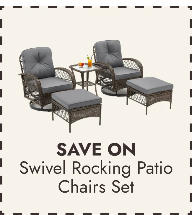 Erommy Outdoor 360° Swivel Rocking Patio Chairs Set with Table