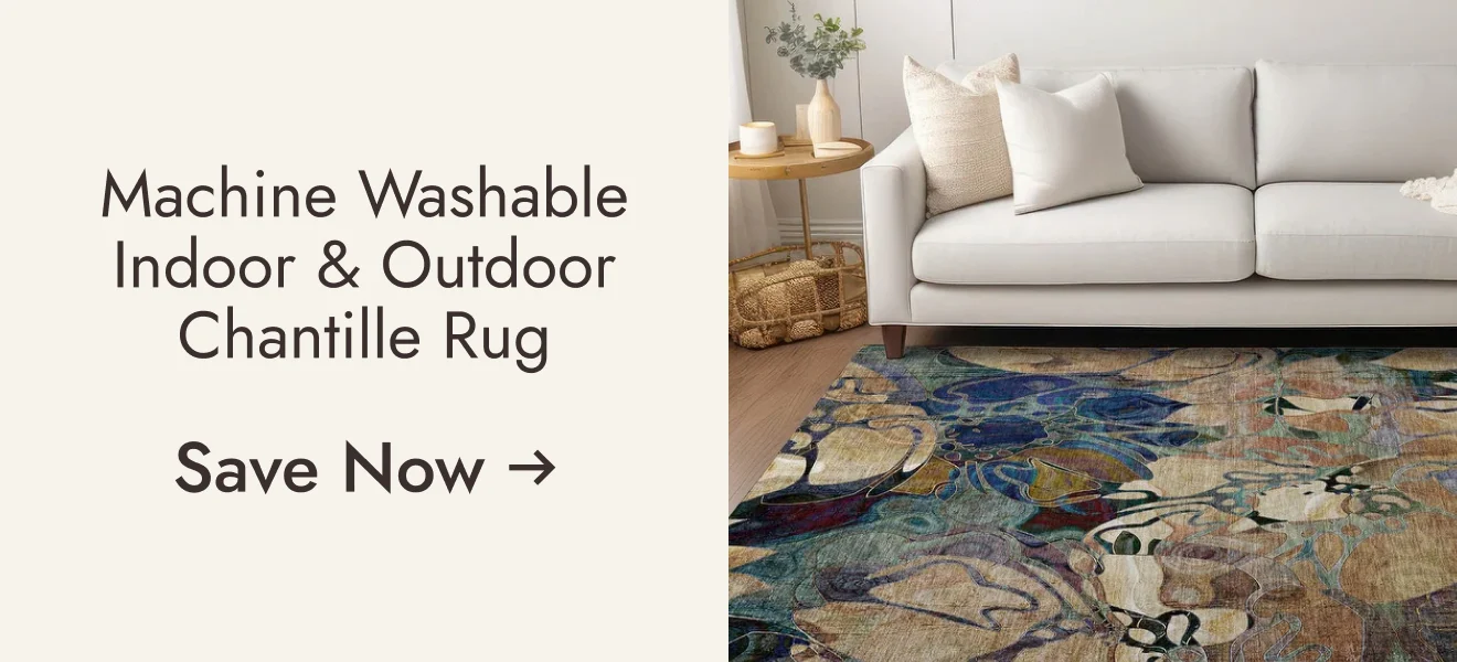 Machine Washable Indoor/ Outdoor Modern Floral Chantille Rug