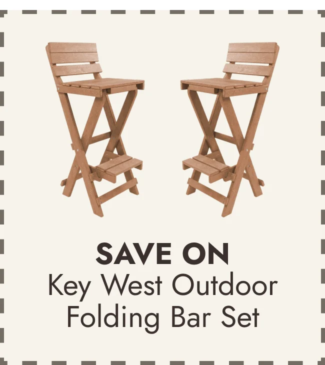 Key West Fully Assembled All-Weather Outdoor Folding Bar Set - 3-piece