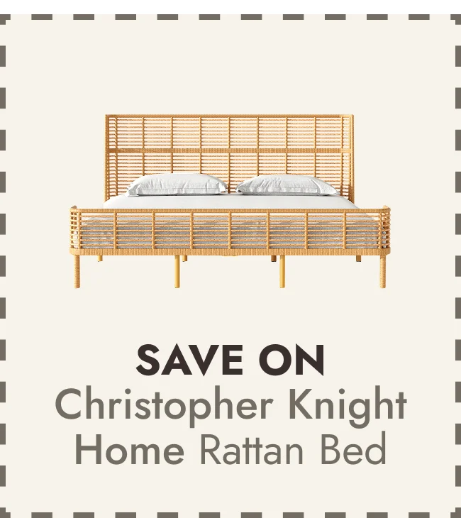 Christopher Knight Home - Marlowe Rattan Bed with Metal Frame and Wingback Design