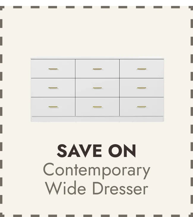Contemporary 9-Drawer Wide Dresser
