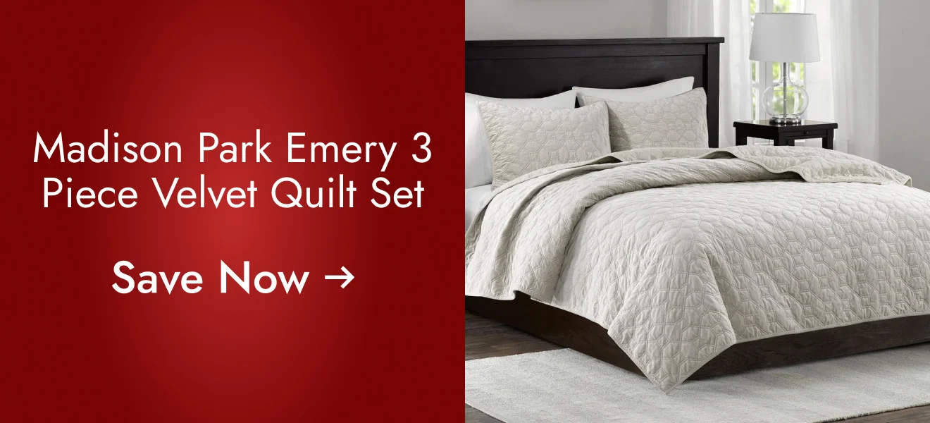 Madison Park Emery 3 Piece Velvet Quilt Set