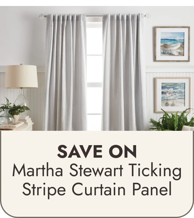 Martha Stewart Ticking Stripe Back Tab Curtain Panel Pair