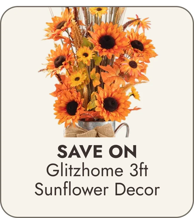 Glitzhome 3ft Fall Sunflower Leaf Potted Tree Porch Decor