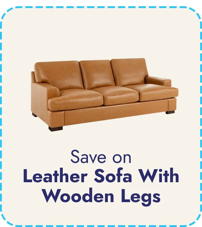 Leather Sofa with Wooden Legs