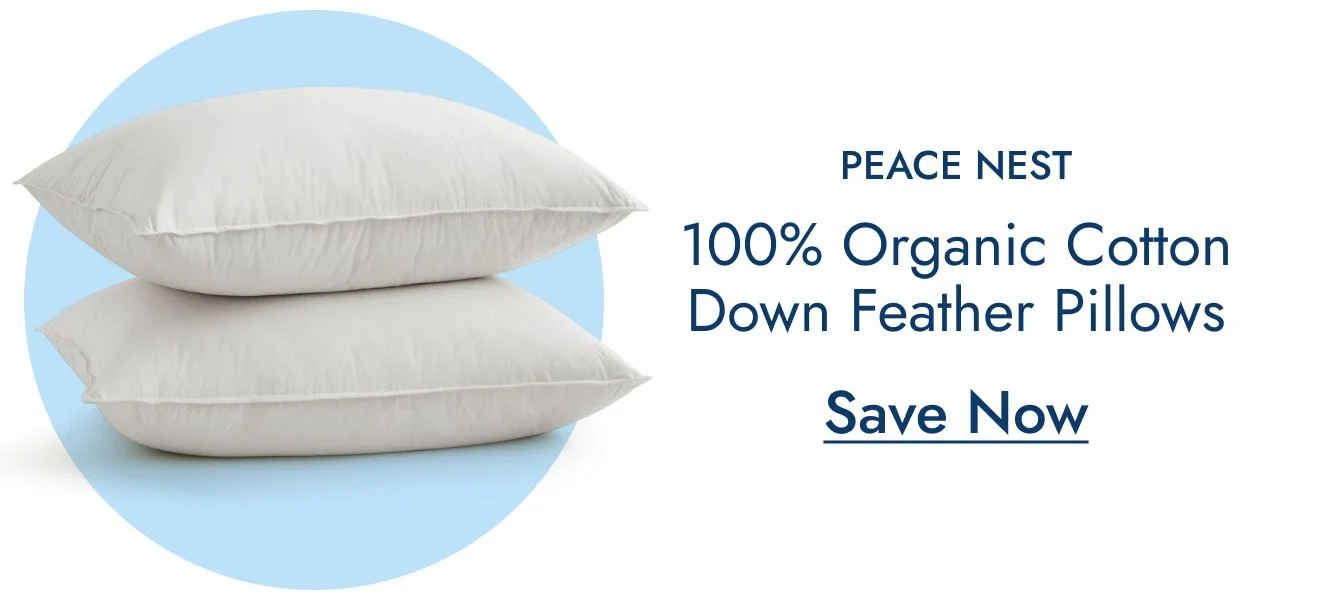 Set of 2 100% Organic Cotton Down Feather Pillow-in-a-pillow Design Bed Pillow