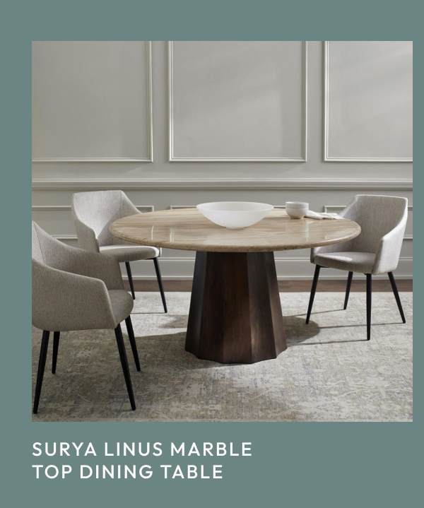  Save Share: Facebook Email PrintInstagram Linkedin Pinterest Surya Linus Marble Top Dining Table 