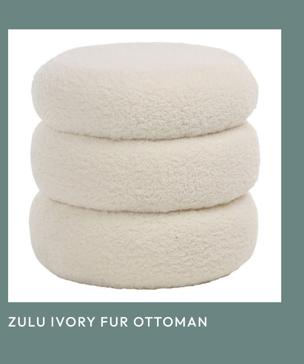 Zulu Ivory Fur Ottoman