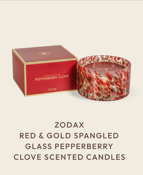 Red & Gold Spangled Glass Pepperberry Clove Scented Candles