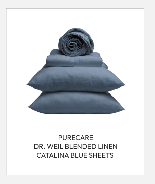 purecare Dr. Weil Blended Linen Catalina Blue Sheets