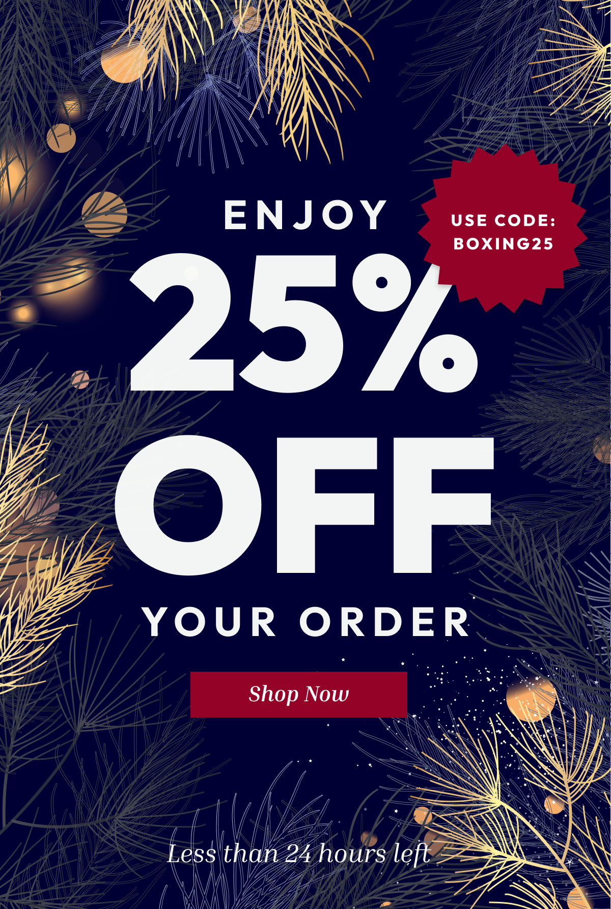 ENJOY 25% OFF YOUR ORDER