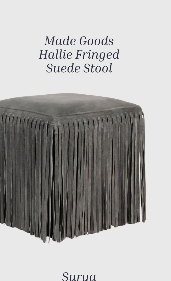 Made Goods Hallie Fringed Suede Stool