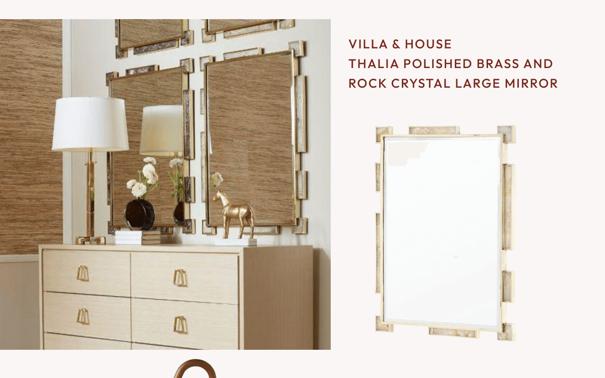 Thalia Polished Brass and Rock Crystal Large Mirror