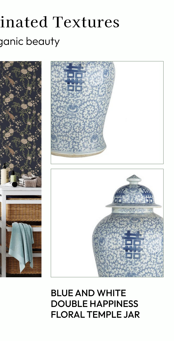Blue and White Double Happiness Floral Temple Jar