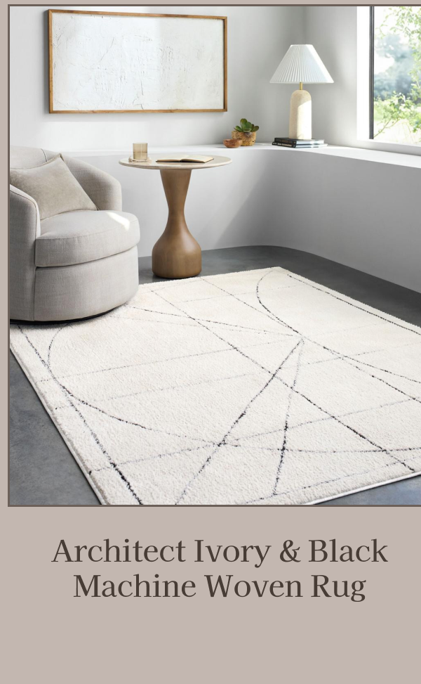 Architect Ivory & Black Machine Woven Rug 