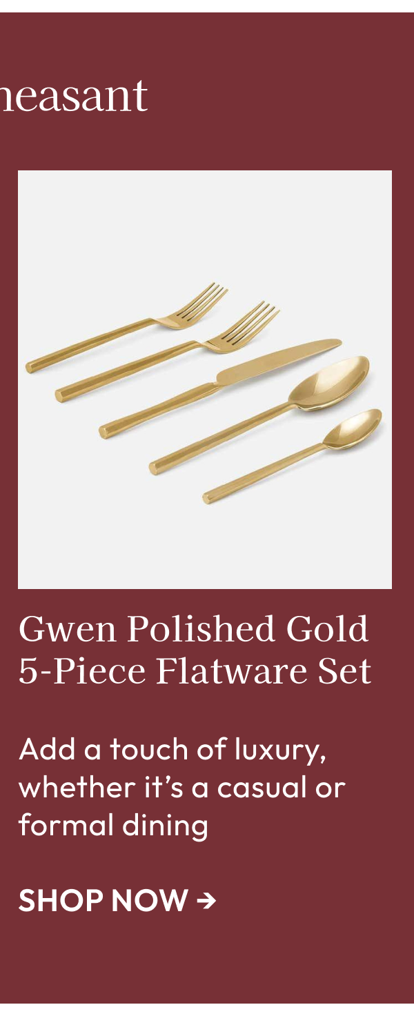 Gwen Polished Gold 5-Piece Flatware Set