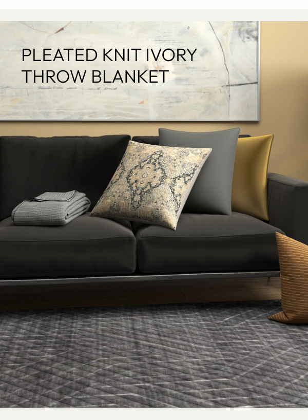 Pleated Knit Ivory Throw Blanket