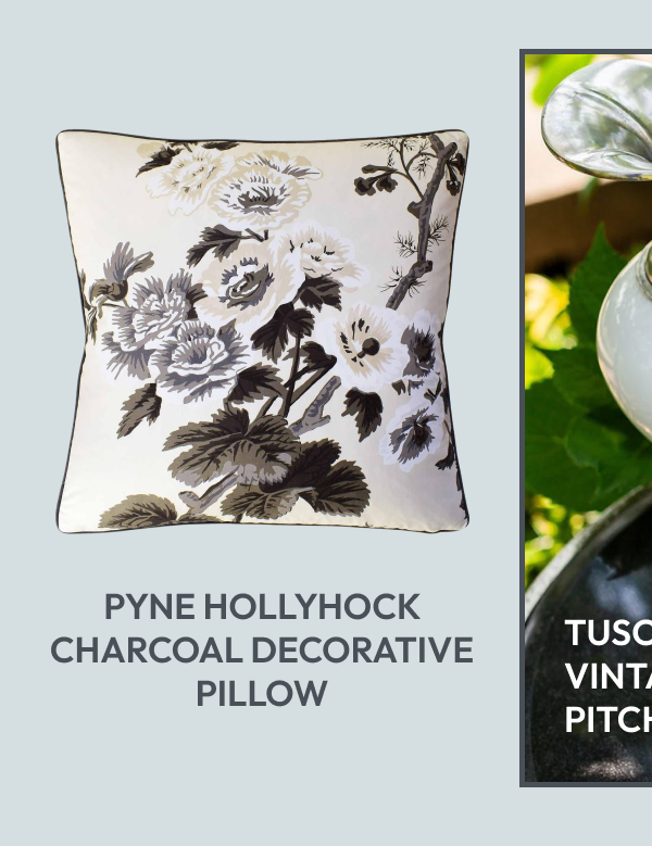 Pyne Hollyhock Charcoal Decorative Pillow