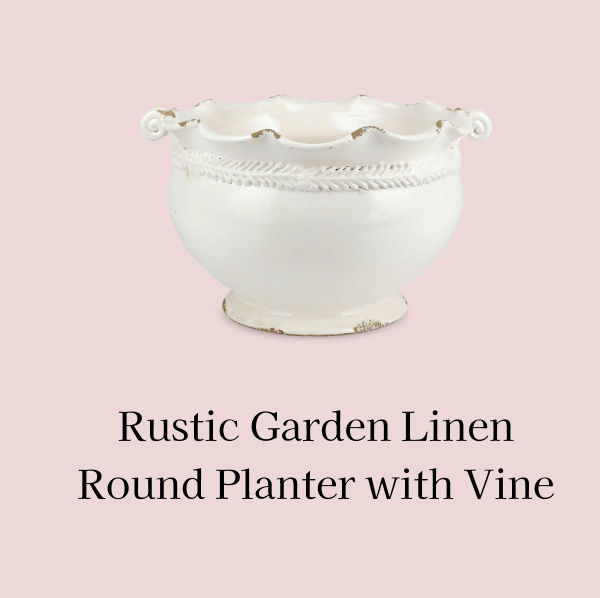 Rustic Garden Linen Round Planter with Vine