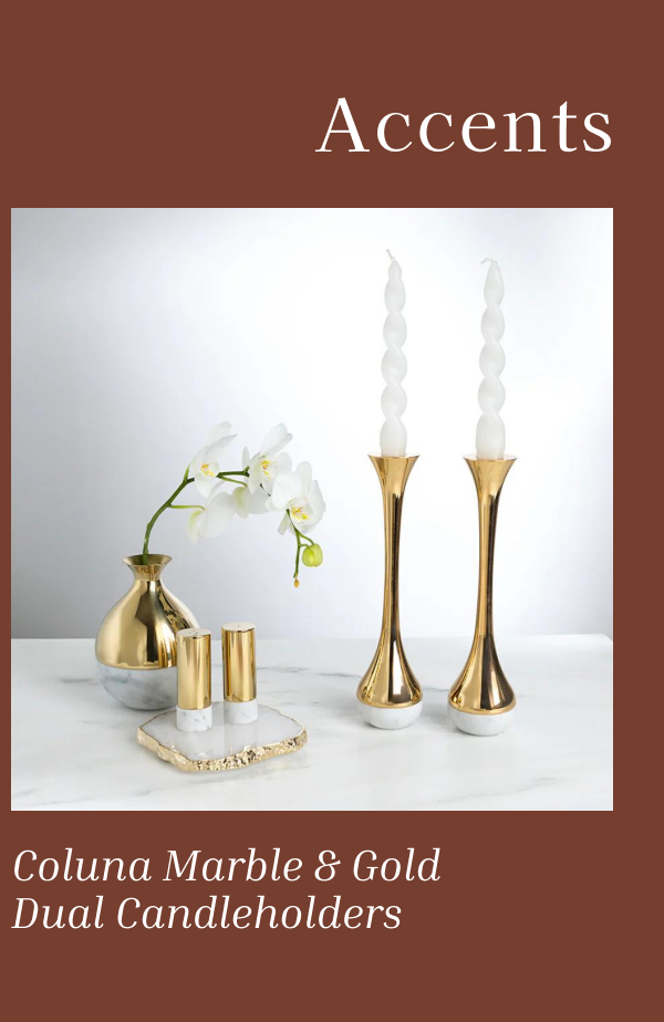 Coluna Marble & Gold Dual Candleholders