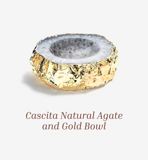 Cascita Natural Agate and Gold Bowl