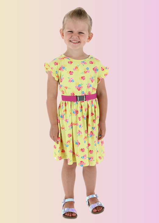 Girl wearing a pink belt with her dress
