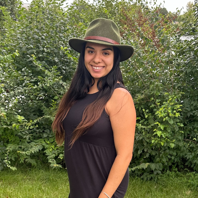 Woman wearing Australian Wool Fedora with Leather Hatband outside