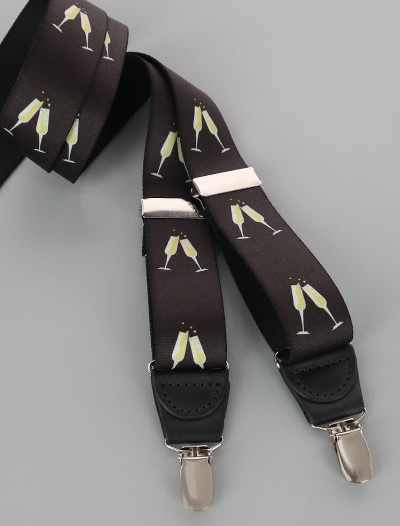Ascentix Champagne Bottle Print Clip End Suspenders
