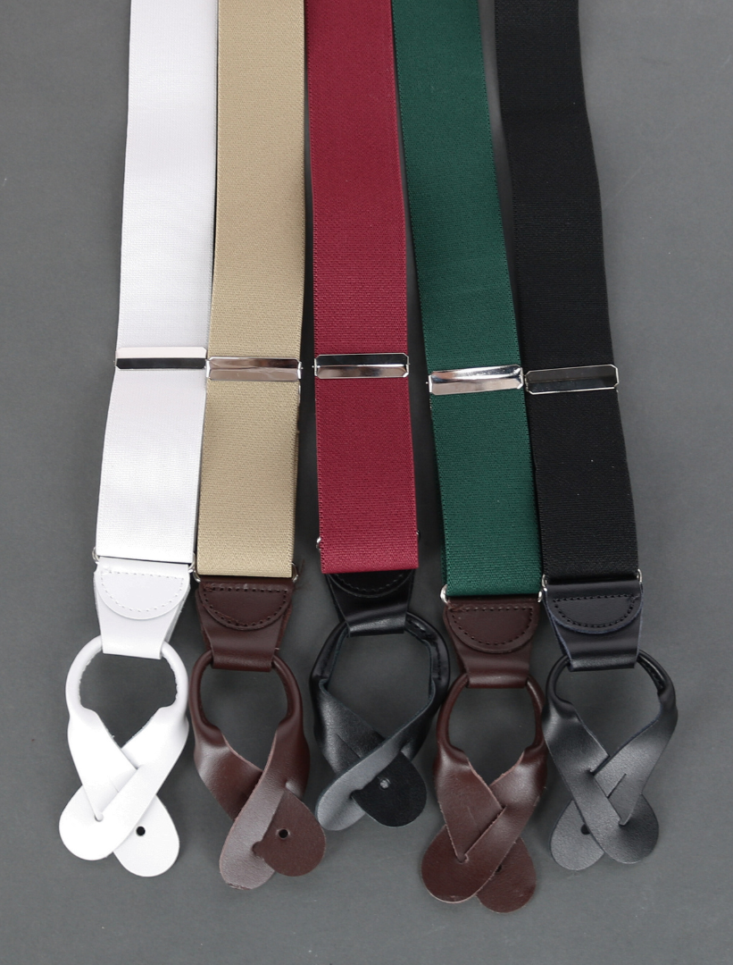 CTM® Men's Elastic Button End Suspenders