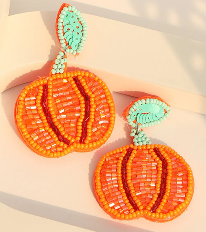 Threaded Pear Women's Halloween Pumpkin Earrings