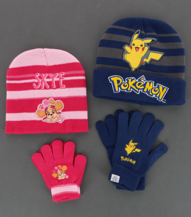 Sky and Pokemon children's hat and glove sets