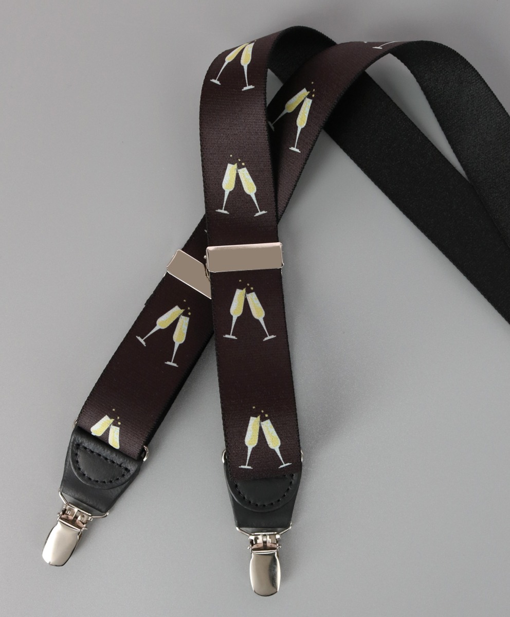 Ascentix Champagne Bottle Print Clip End Suspenders