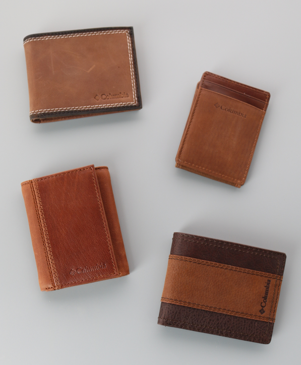 Four men's brown leather wallets