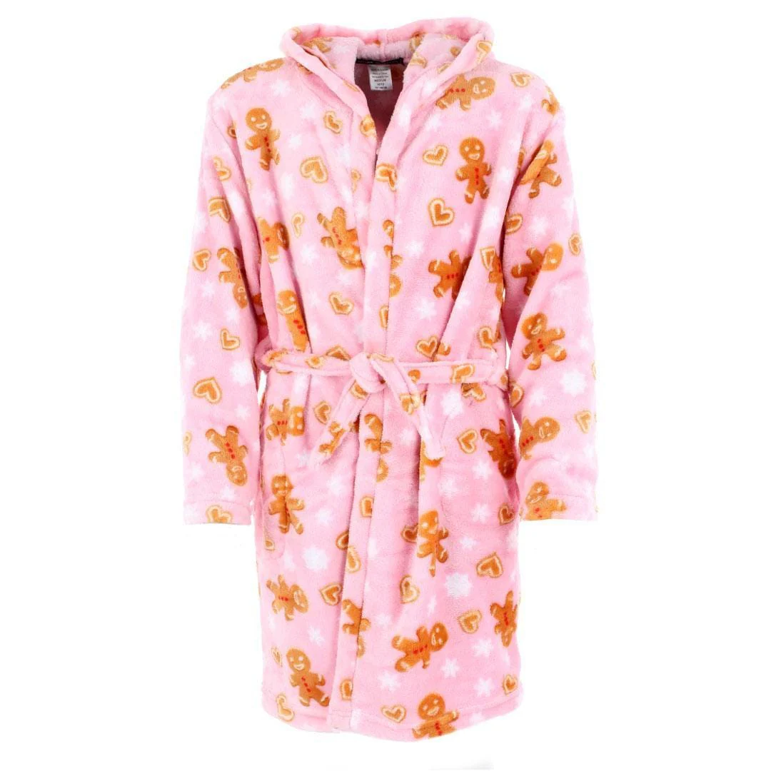 Image of Girl's Gingerbread Snowflake Plush Robe