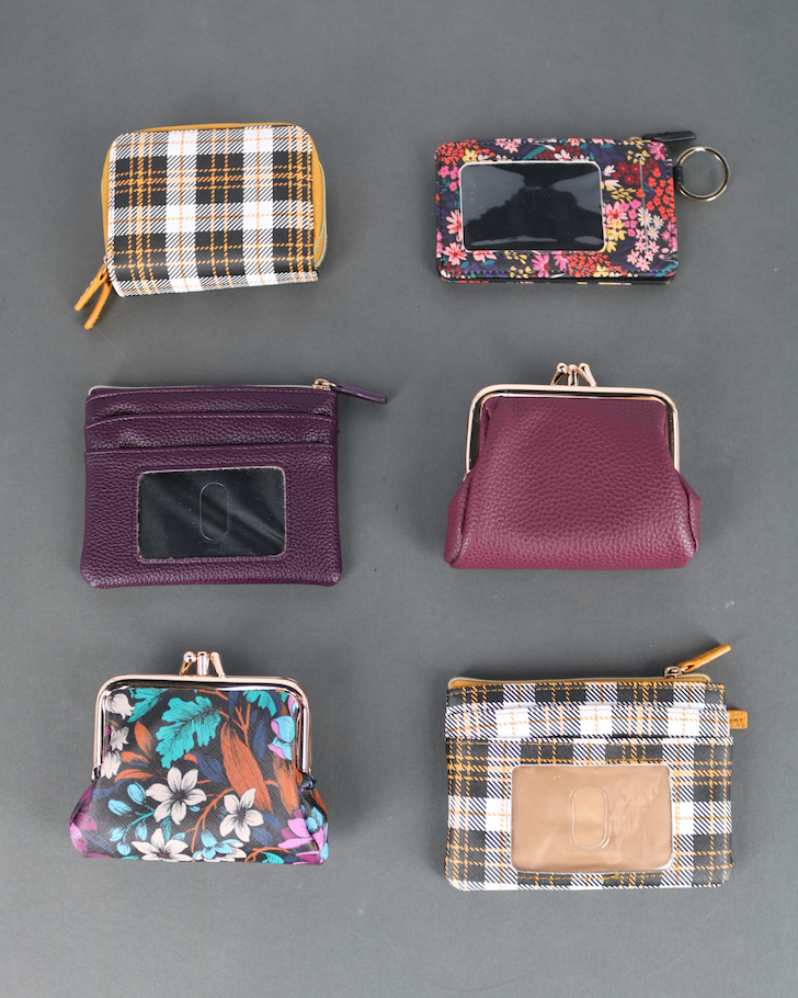 Six womens wallets