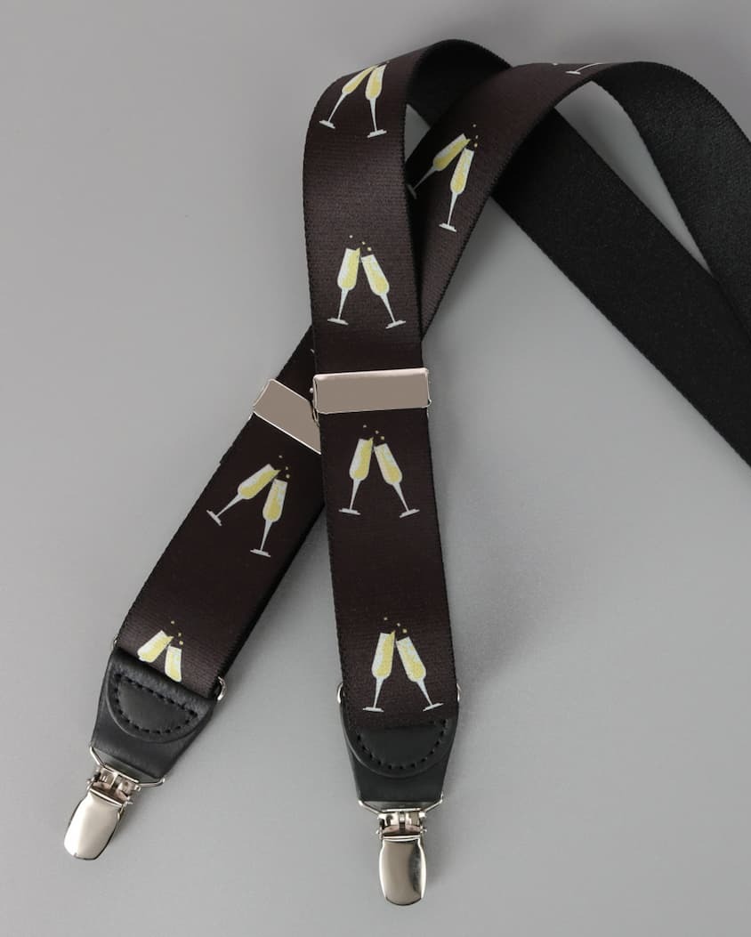 Ascentix Champagne Bottle Print Clip End Suspenders