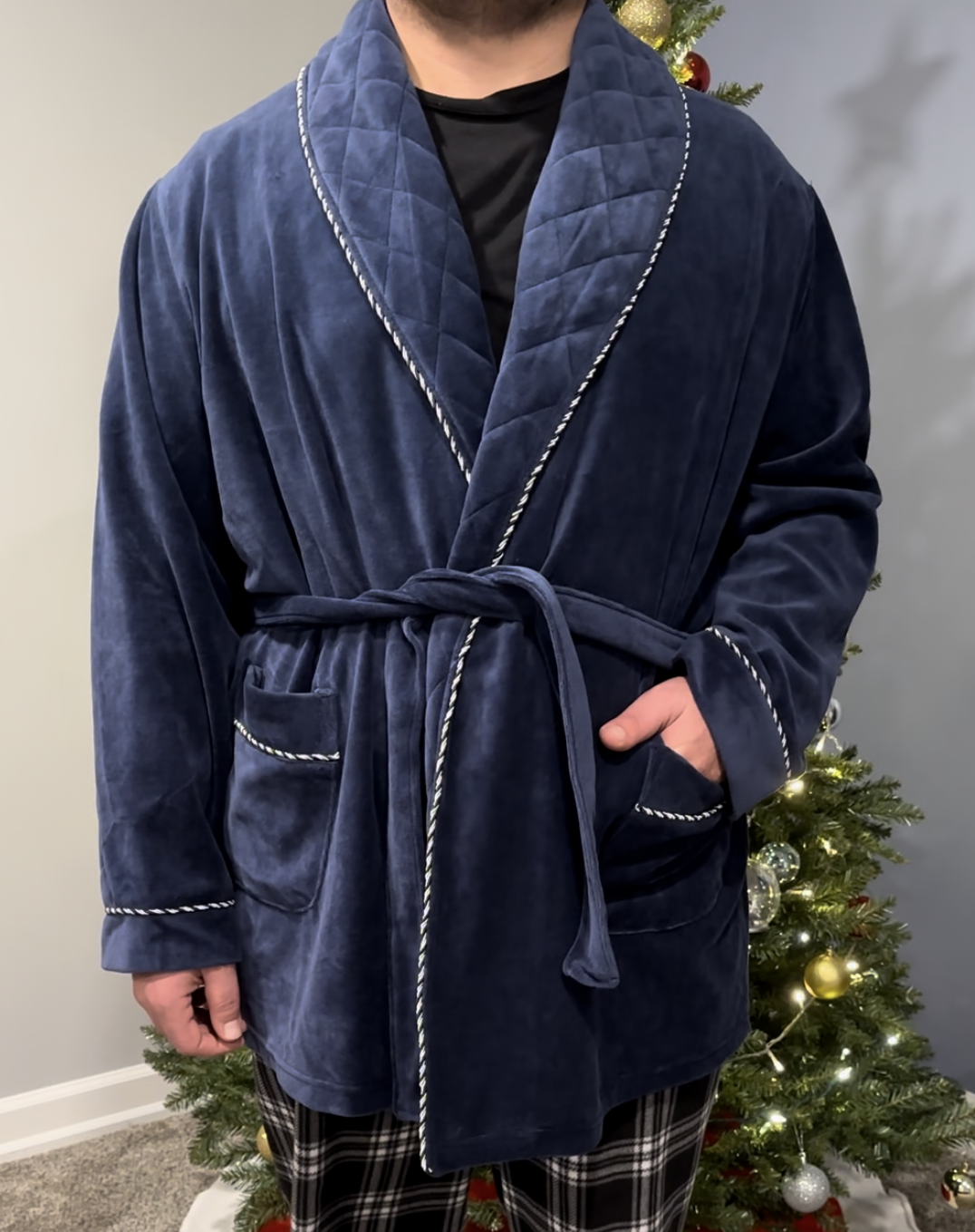 Man wearing Ascentix Men's Smoking Jacket