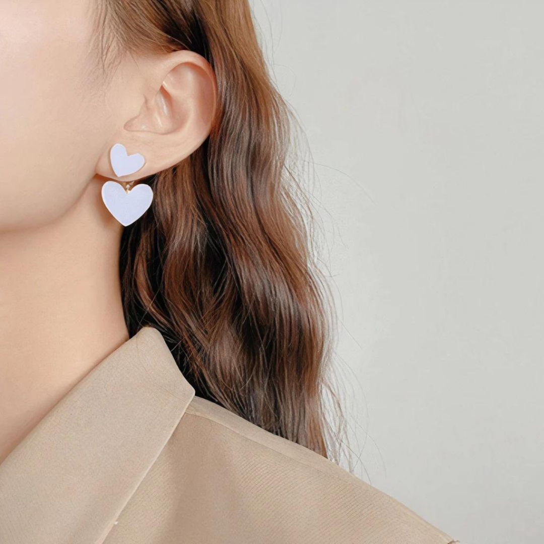 White heart earrings