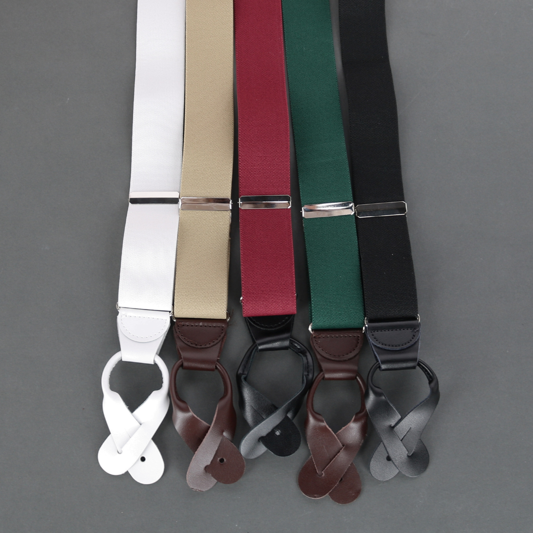 Button end suspenders in five colors