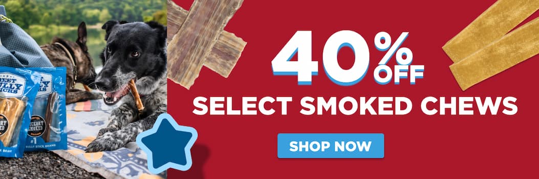 up to 40% off select smoked chews - shop now