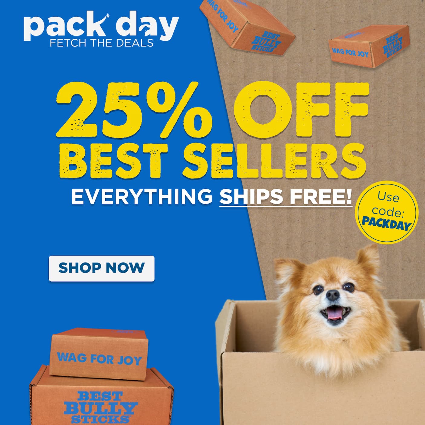 pack day deals 25% off best sellers everything ships free with code PACKDAY shop now